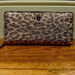 Kate spade metallic leopard slim continental wallet